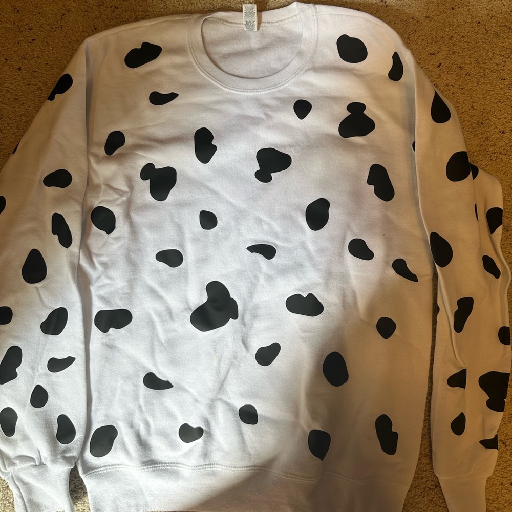 White and Black Dalmatian Print Sweatshirt